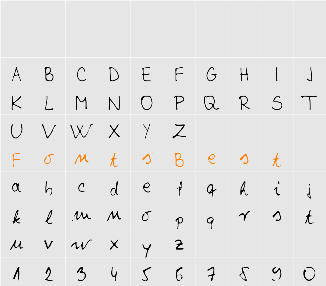 vedra Character Map