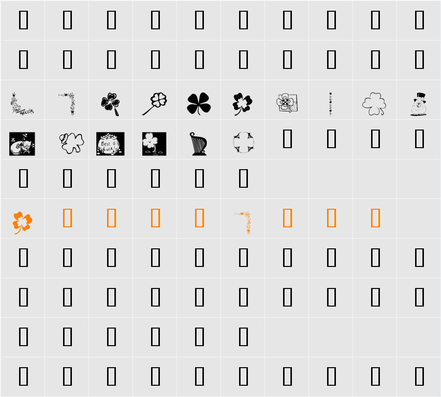 KR Irish Kat 3 Character Map