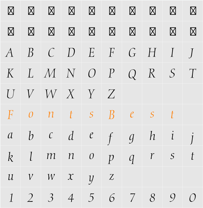 Diotima LT Std Character Map