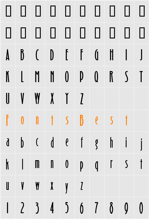 ft16 Character Map