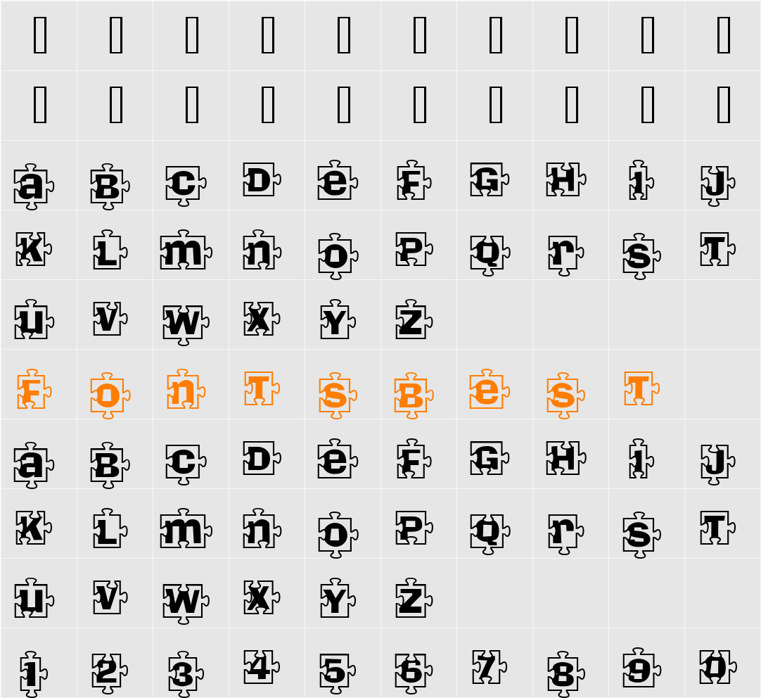 PiecesW Character Map