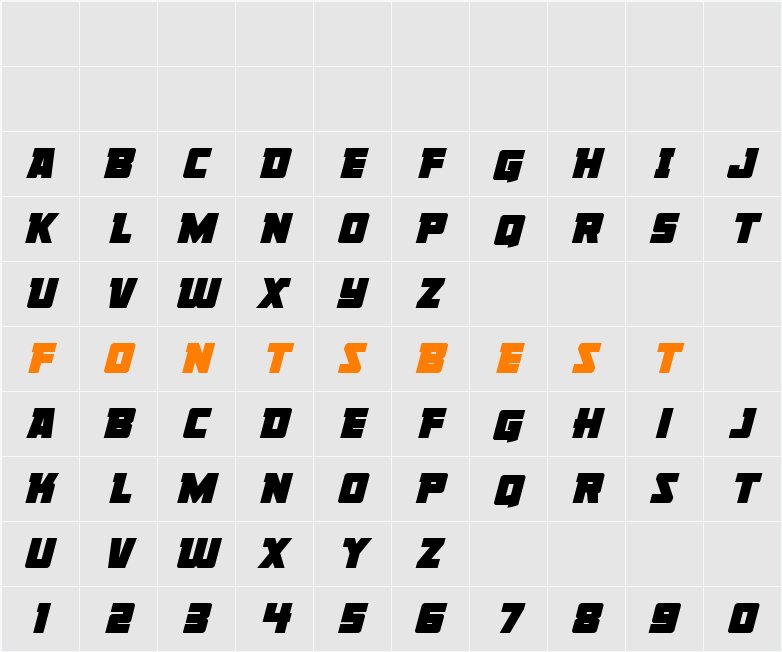Liberty Legion Italic Character Map