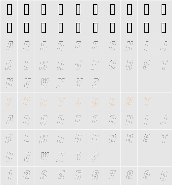 PittsburghOutline Character Map