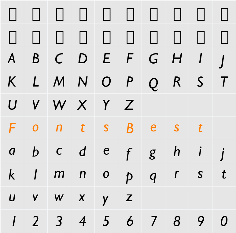 Humanst521 BT Character Map