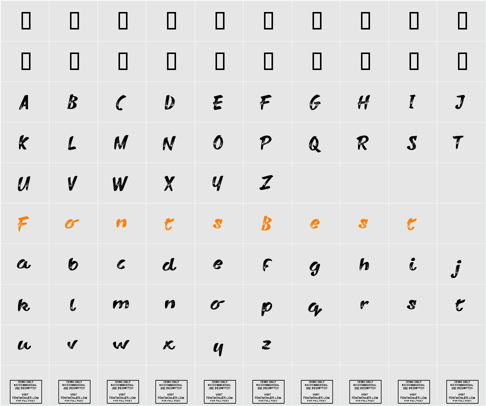 Vary Sharky Character Map
