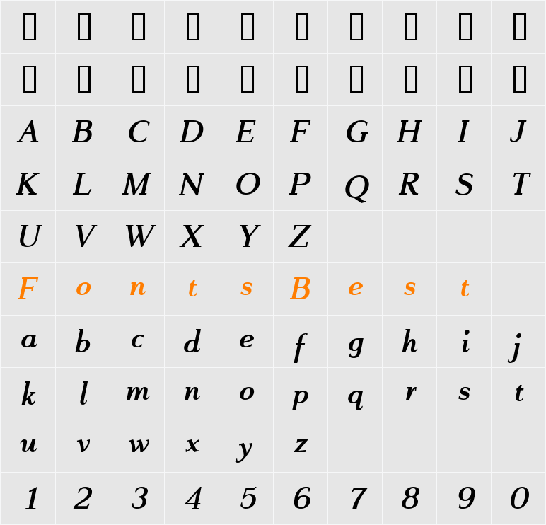 FlyHigh Character Map
