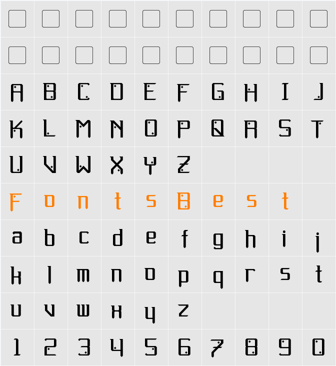 Gemcut Character Map