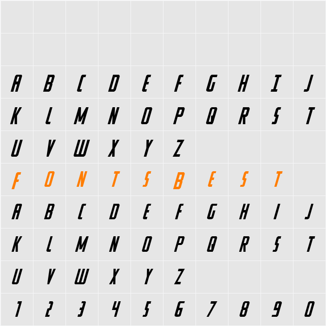 Watchtower Drop Italic Character Map