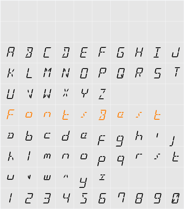 LED Sled Italic Character Map