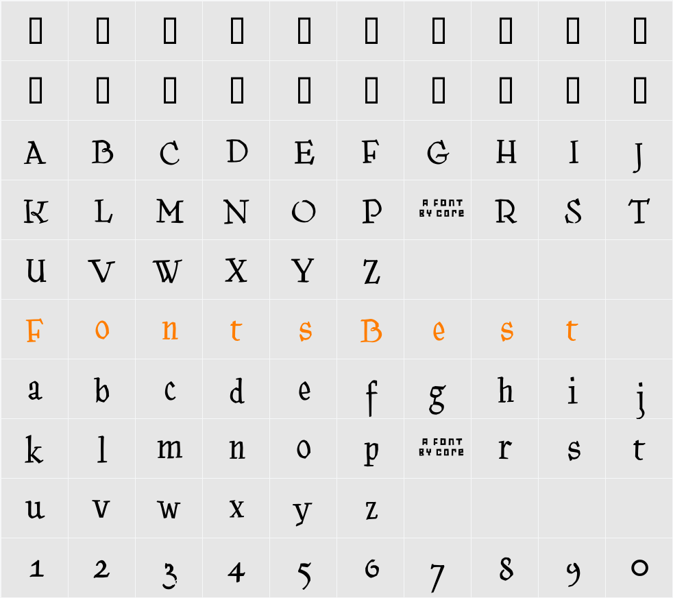 Kantor Character Map