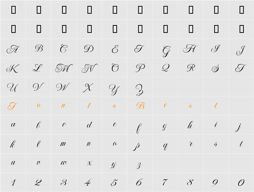 P22 Imperial Script Character Map
