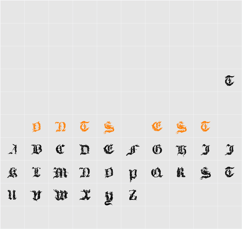 Diabolique Character Map