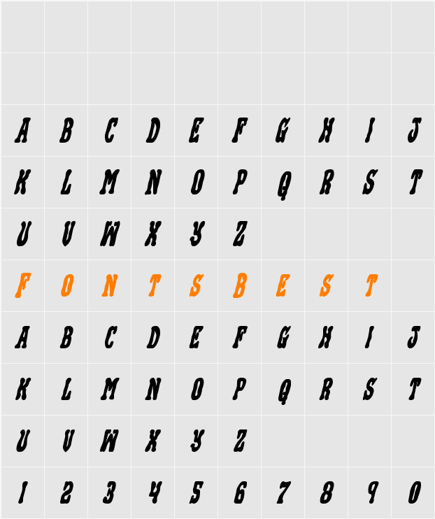 Black Gunk Bold Italic Character Map