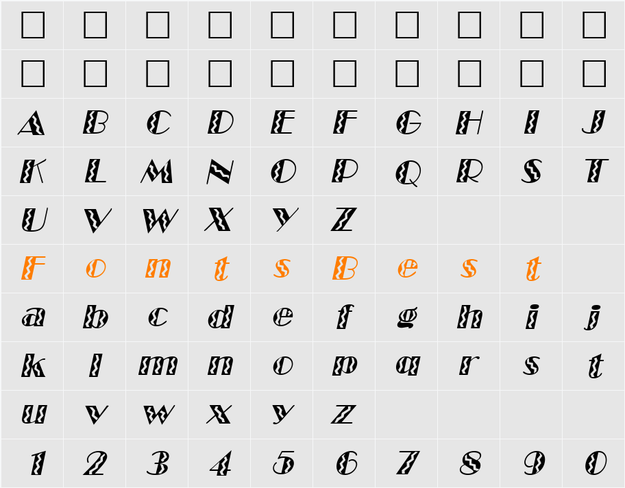 MarqueeFlash Character Map