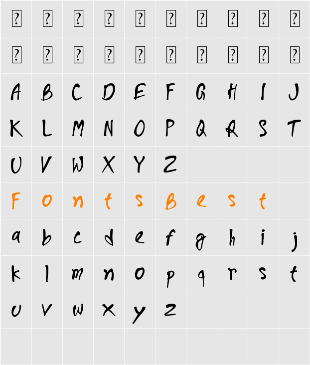 Goajubia Personal Use Only Character Map