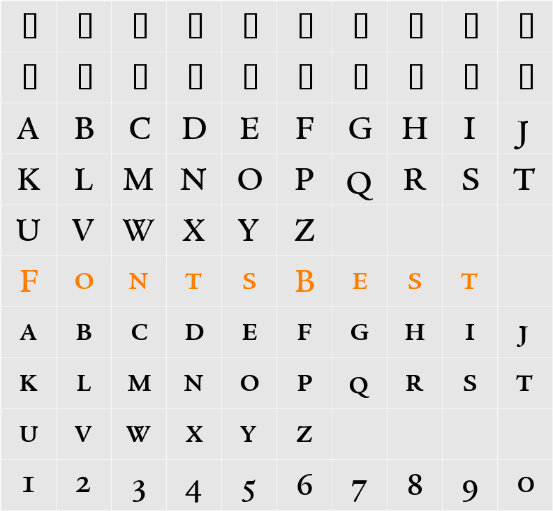 Legacy Serif Md SC ITC TT Character Map