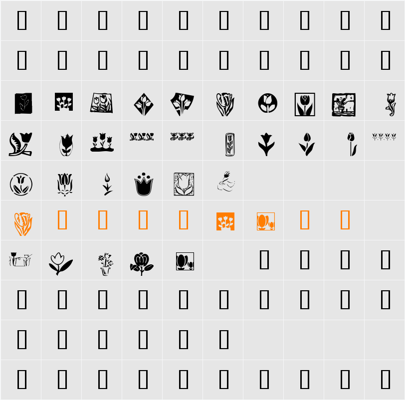 KR Tulips Character Map