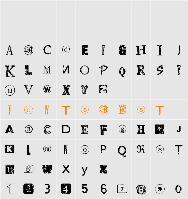 Distressed Ransom Note Character Map