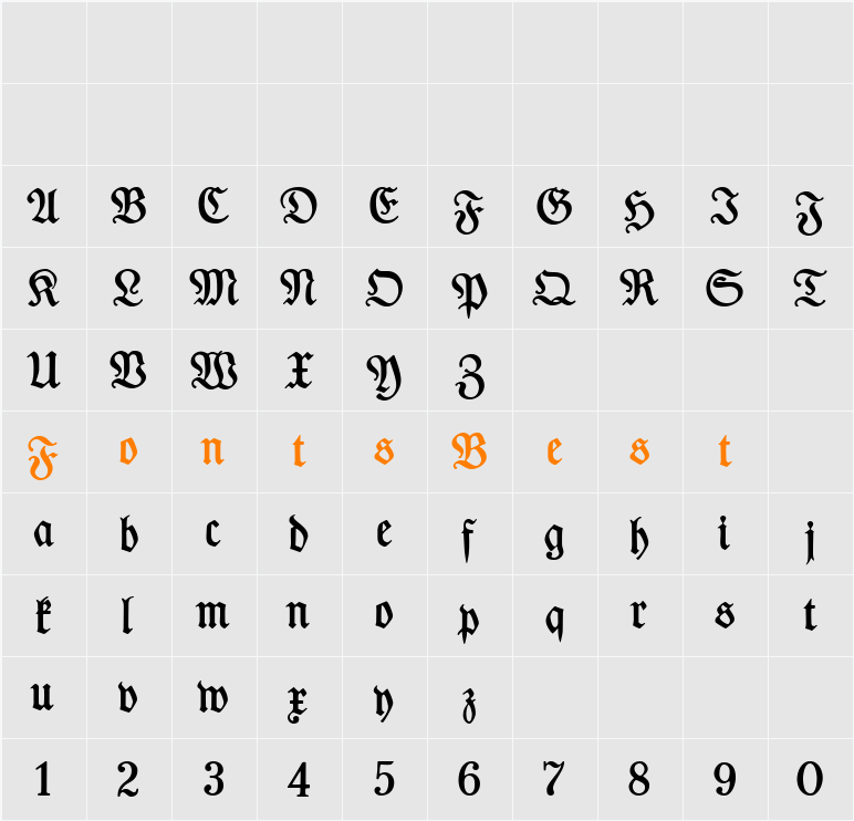 Des Malers Fraktur Character Map