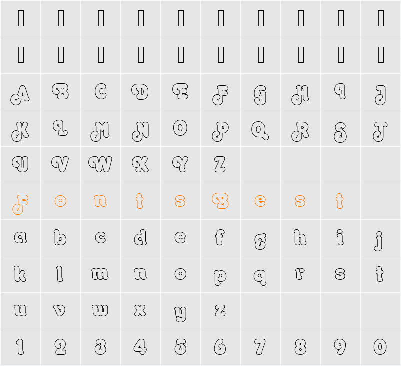 URWOrontiusOutP Character Map