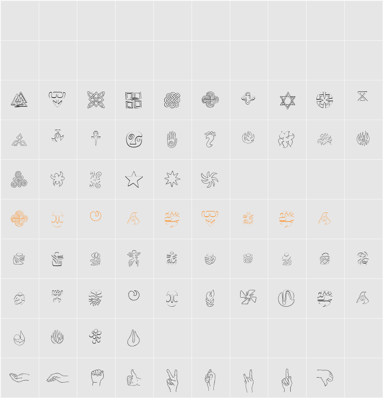 Frutiger Capitalis Signs Character Map