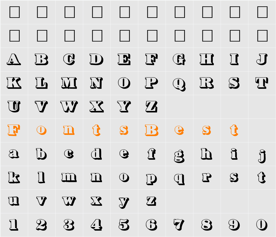 BowersShadow Character Map