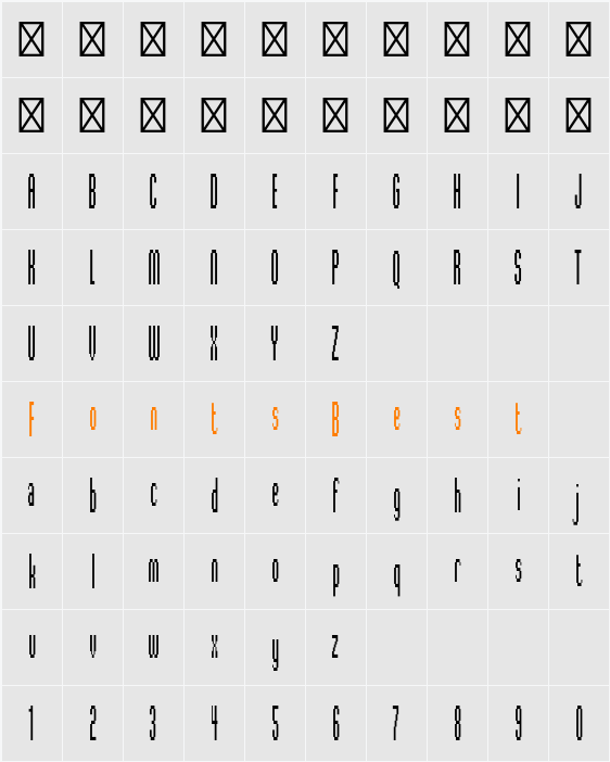 Digitek Std Character Map