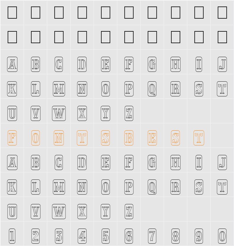 a_PresentumNrCmDcOtl Character Map