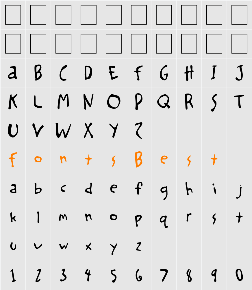 SBC Greetings Character Map