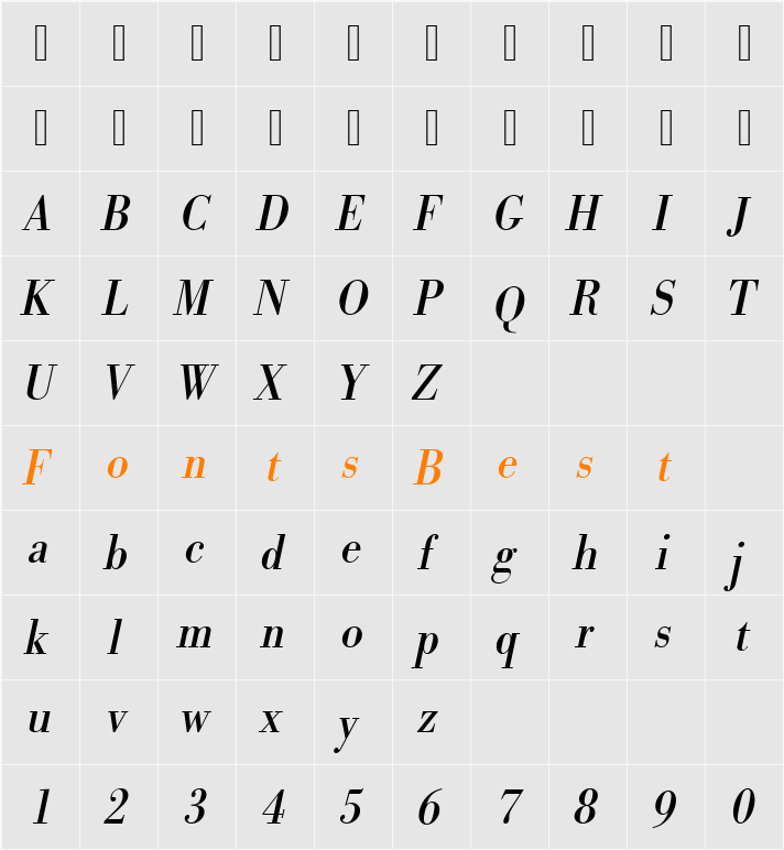 URWBodoniTExtNar Character Map