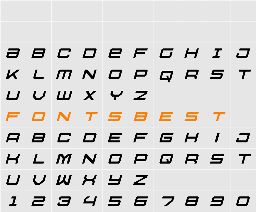 U.S.S. Dallas Light Italic Character Map