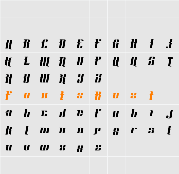 Rustico Character Map