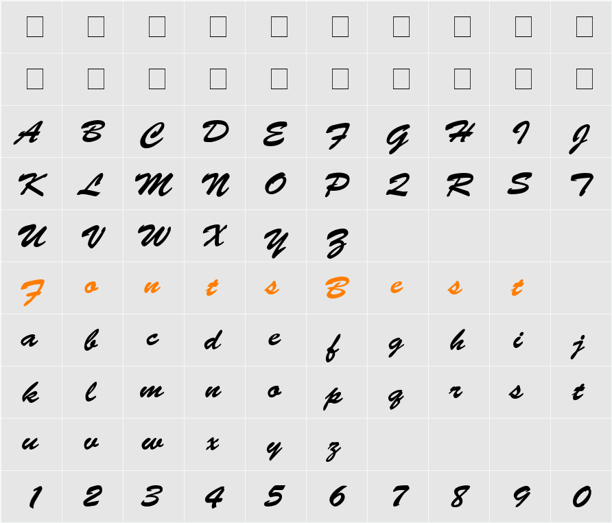 PhuongThao 1.1 Character Map