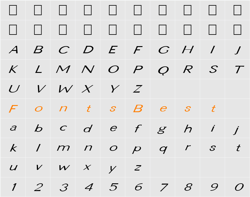 FZ BASIC 22 ITALIC Character Map
