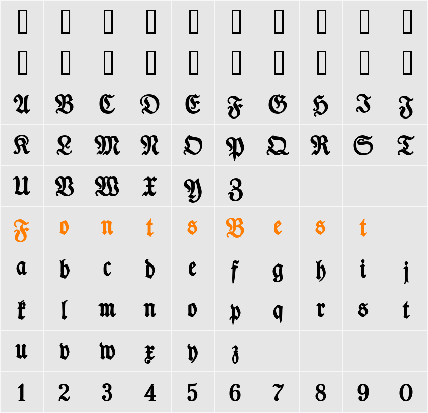 TypographerFraktur Character Map