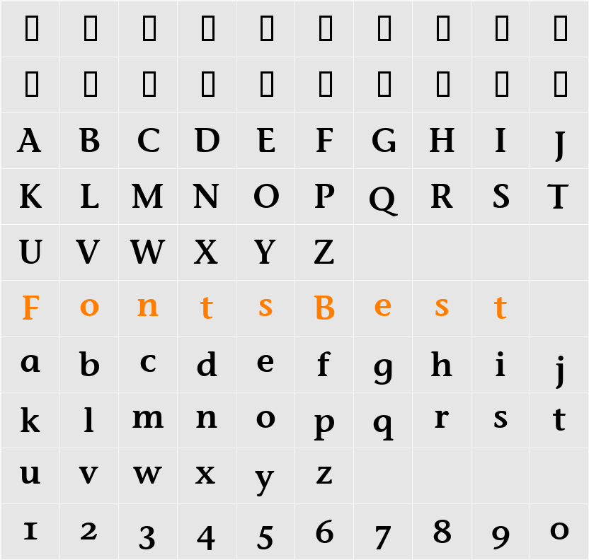 Stone Inf Sem OS ITC TT Character Map