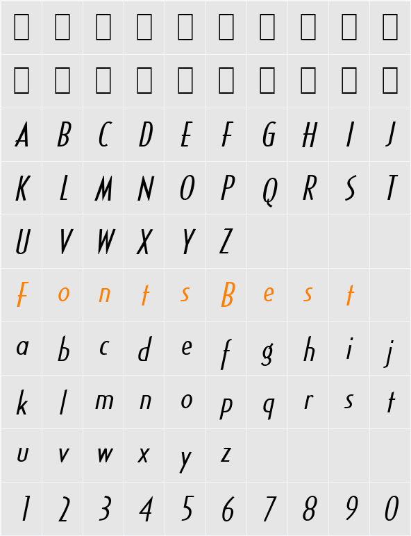 Southwestern-Extended Character Map