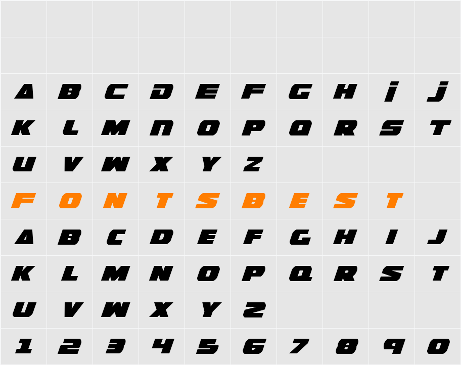 Guardian Italic Character Map