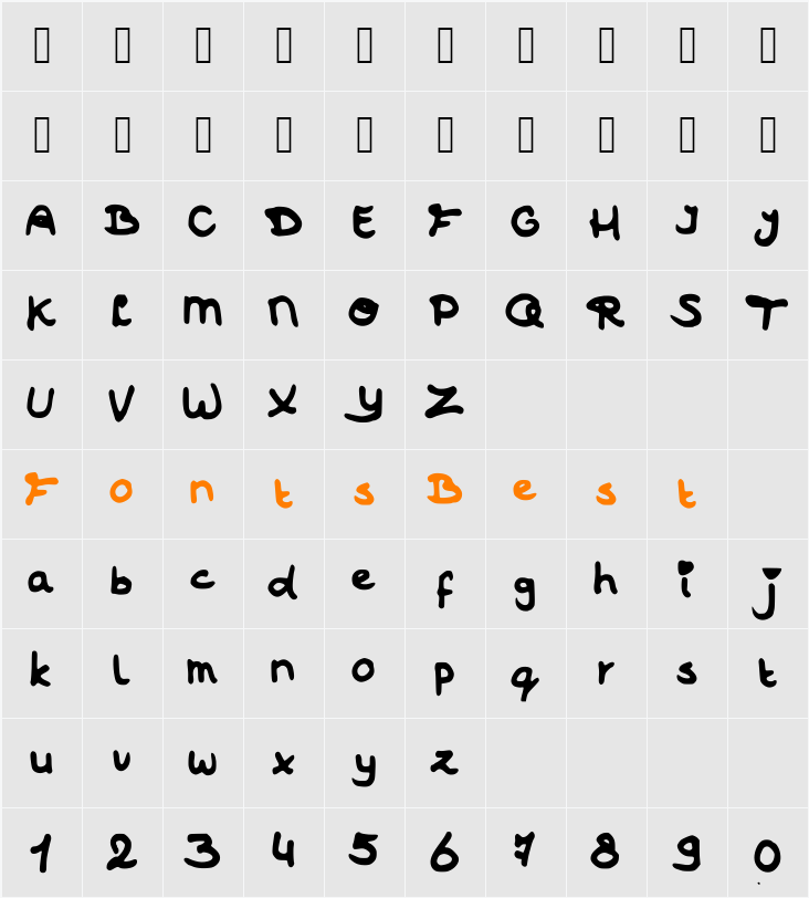 JOfont Character Map