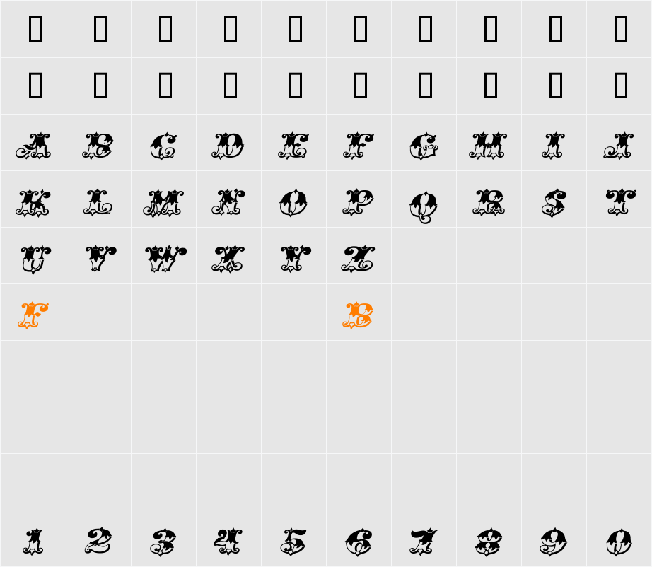 Gold Std Italic Fill Character Map