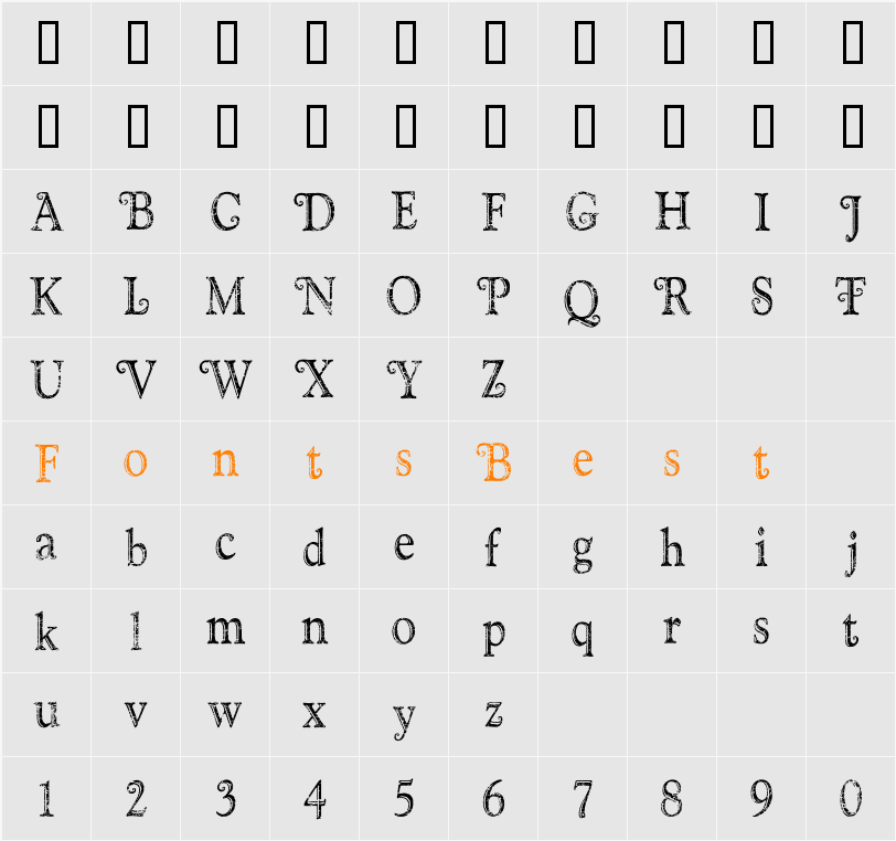 TXT SantaFont Character Map