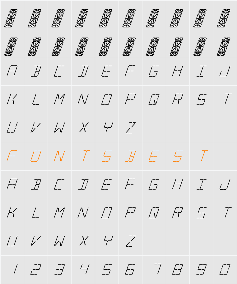 Silverball Oblique Character Map