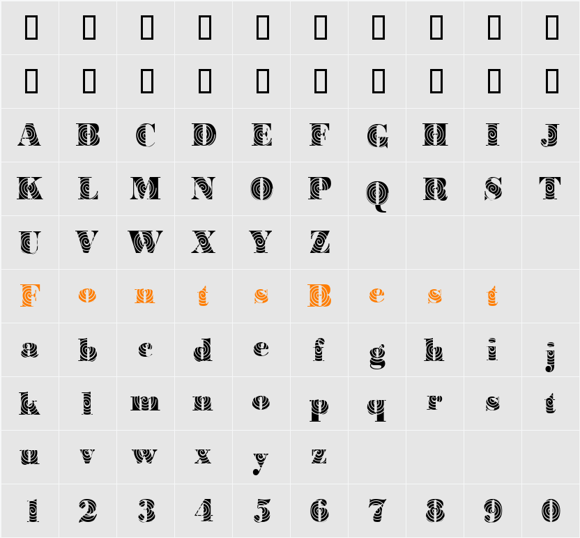 BodoniWinding Character Map