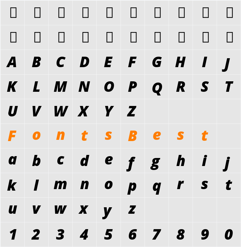 Open Sans Extrabold Character Map