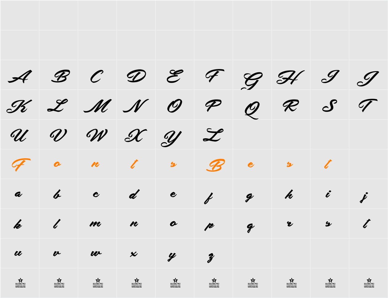 Safira Shine Personal Use Character Map