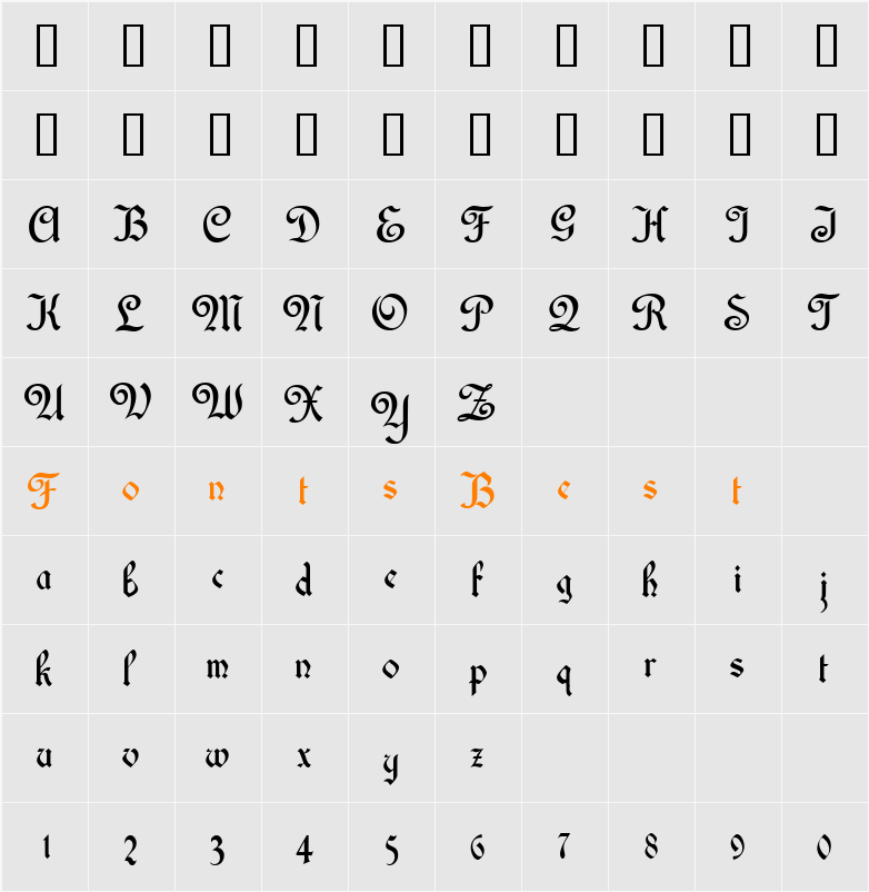 Library Text Character Map