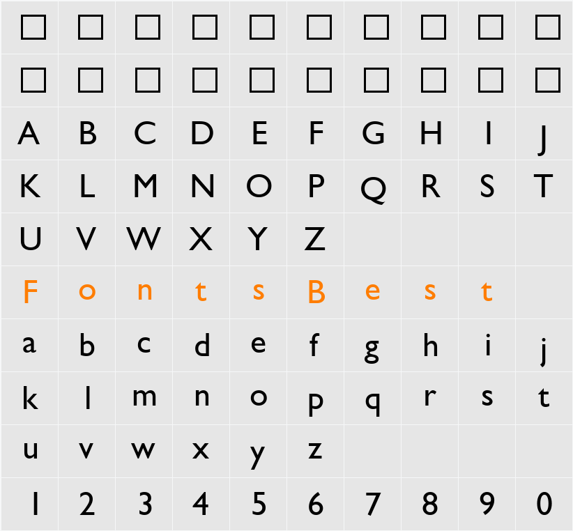 Gill Sans MT Character Map