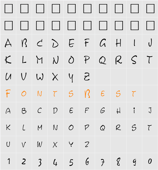 PyxidCondensed Character Map