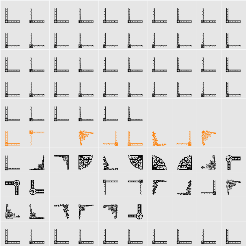 Vintage Decorative Corners 10 Character Map