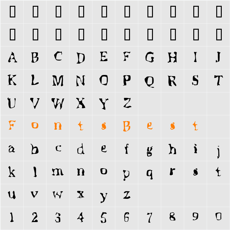 Skitzoid Character Map